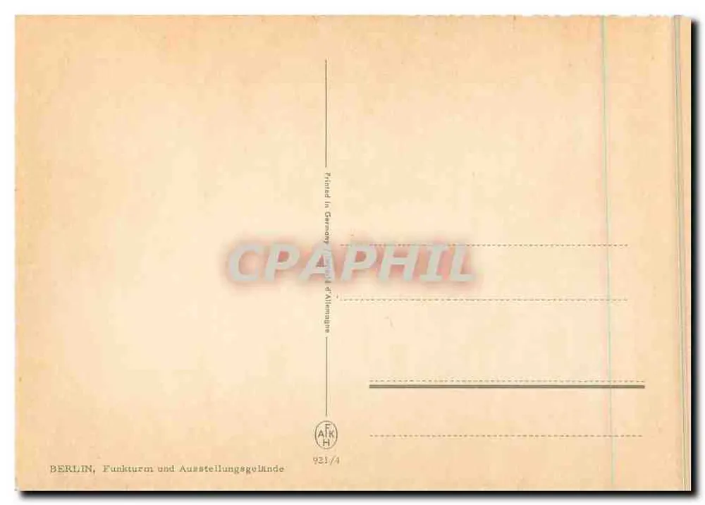 Berlim — Torre de televisão e jardim de exposição — editor F.A.K.H. n° 921/4 - Verso
