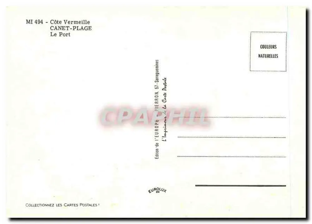 Costa Vermeille — Canet-Plage, El Puerto — Edición de Europa, Sareguennes - Reverso