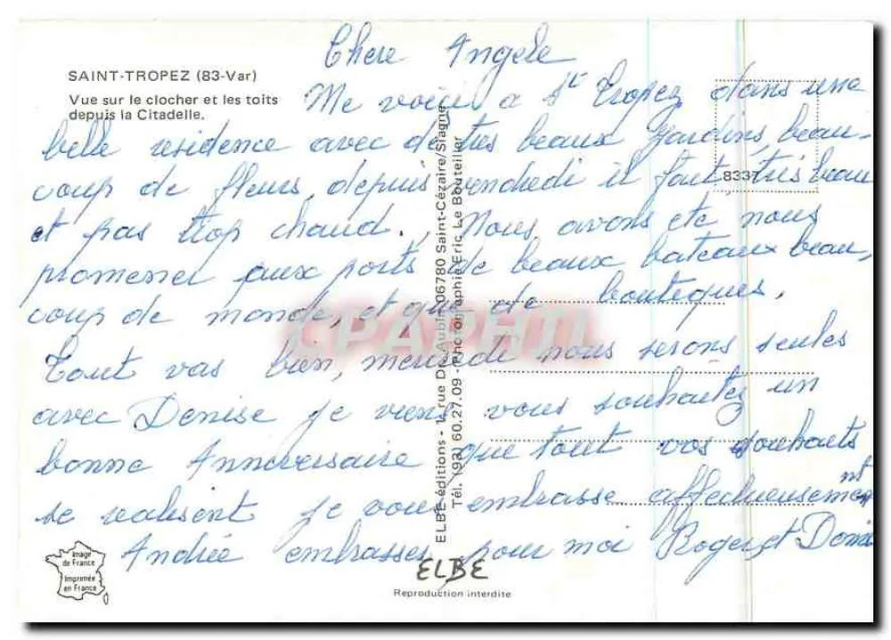 Saint-Tropez (83-Var) — Blick auf den Turm und die Dächer von der Citadel — ELBE Editions - Rückseite