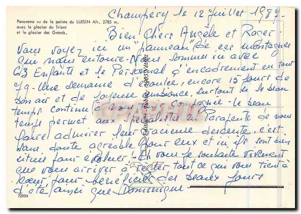 Panorama von Aigues-Mortes — Schneebedeckte Berge mit Kreuz im Vordergrund — n° 12054 - Rückseite