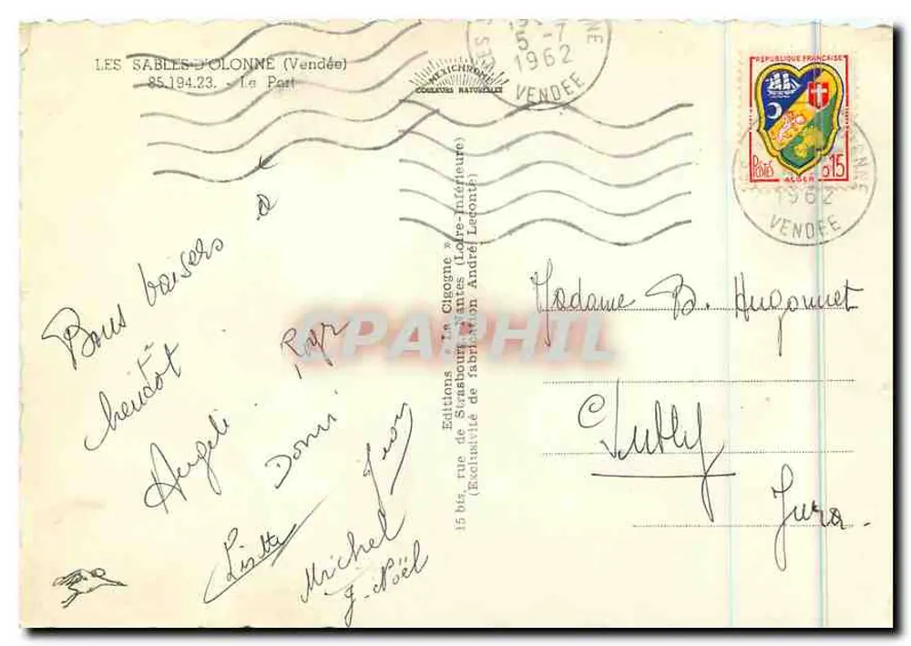 पोर्ट ऑफ़ लेस सैबल्स-ड'ओलोन्ने — मछली पकड़ने वाले जहाज — एडिशन्स ला सिगोने - पीछे