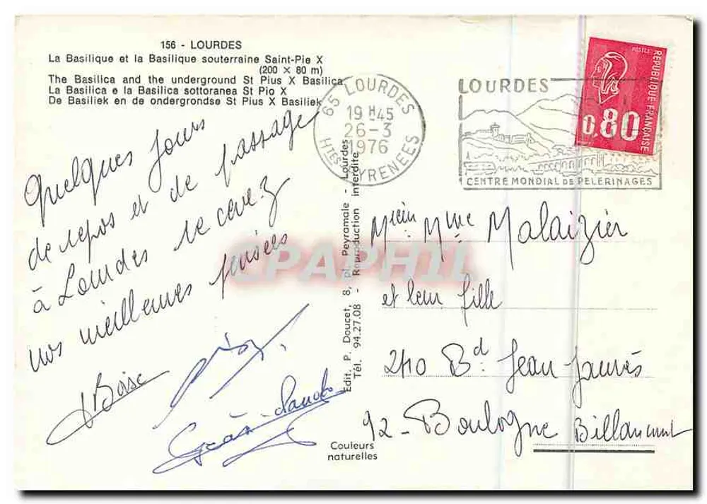 Lourdes — A Basílica e a Basílica Subterrânea São Pio X — Édit. P. Douzet - Verso