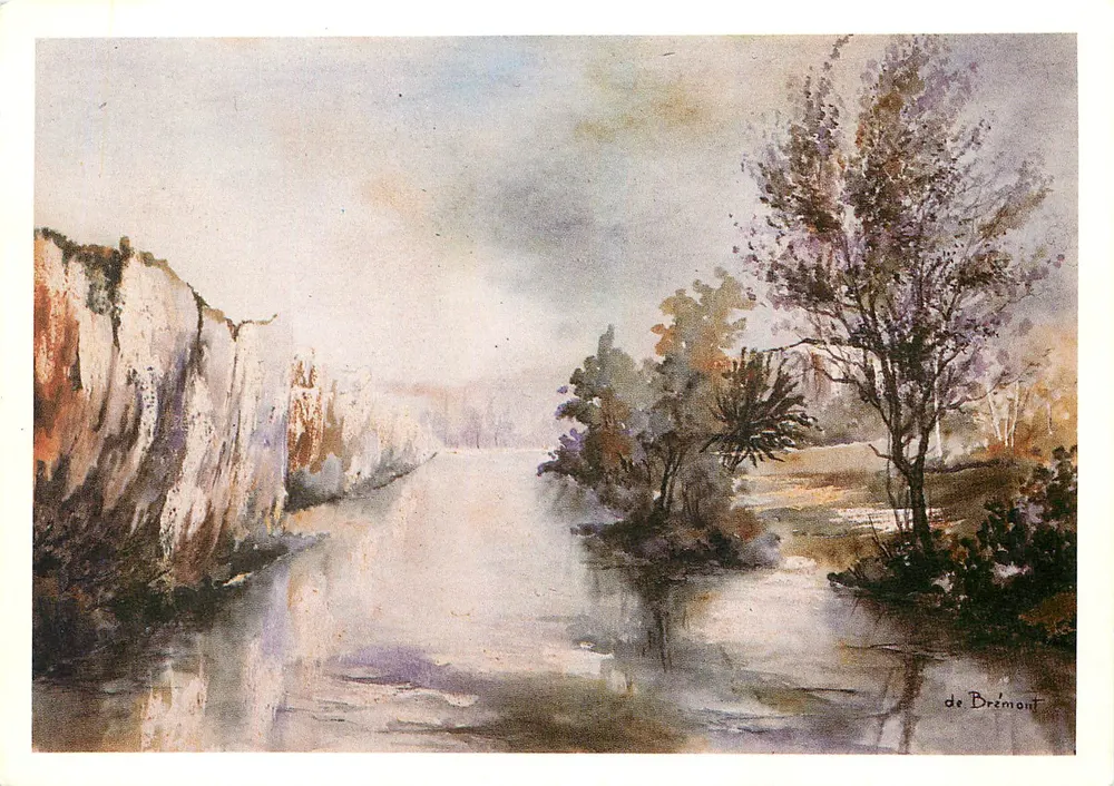 Flusslandschaft — Klippen und Bäume — M.C. de Brémont, Éditions de l'Epi - Vorderseite