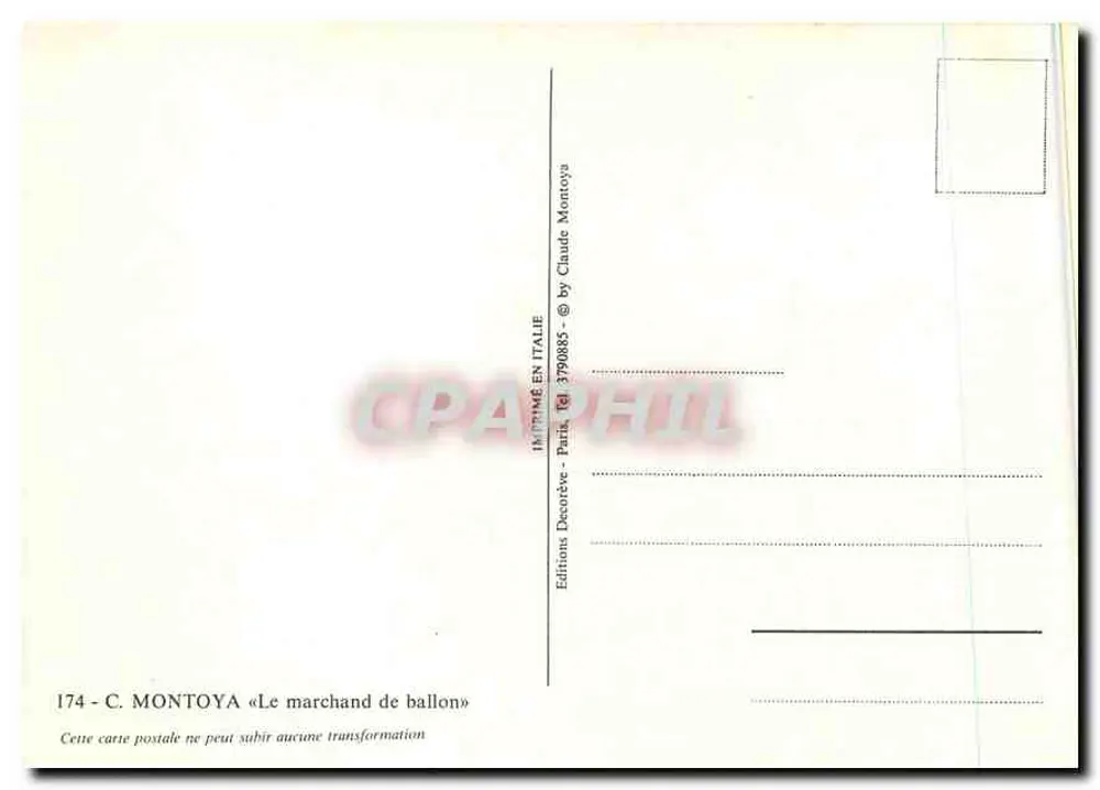 O vendedor de balões — C. Montoya — Éditions Decorèves, n°174 - Verso