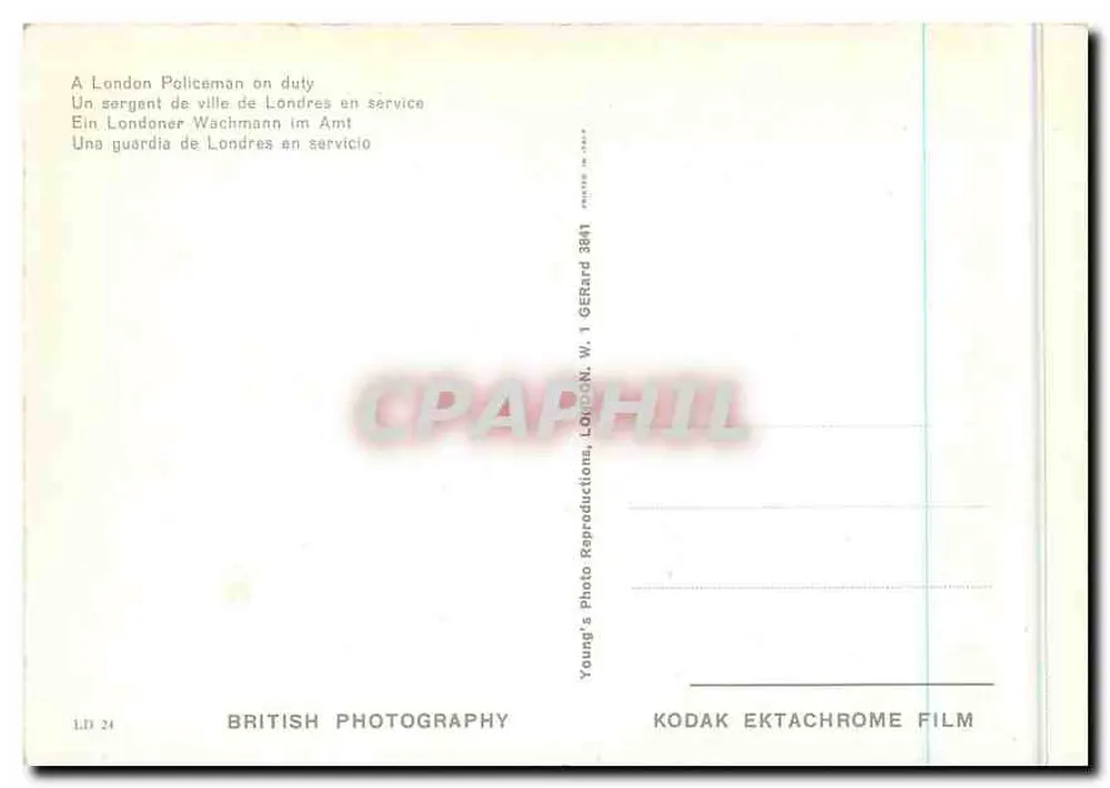 Ein Londoner Polizist im Dienst — Young's Photo Reproductions, LD 24 - Rückseite