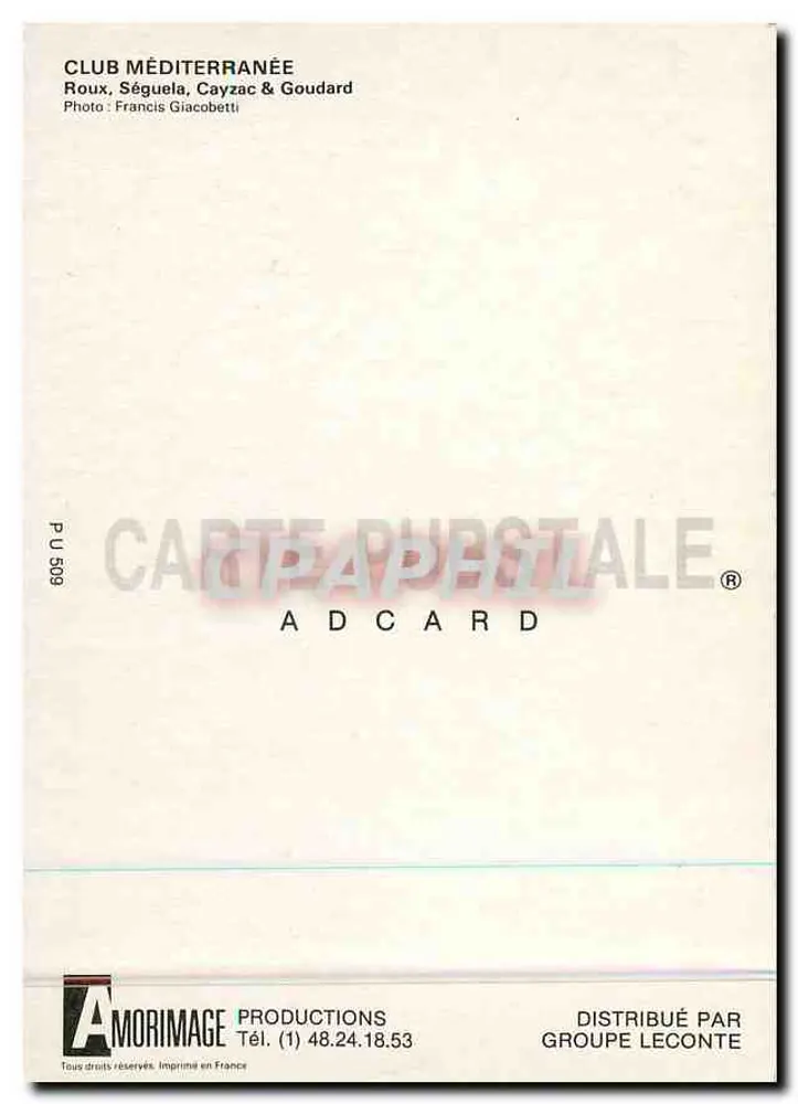Abend im Fernsehen — Club Med — Verlag ADCARD, Nr. P U 509 - Rückseite