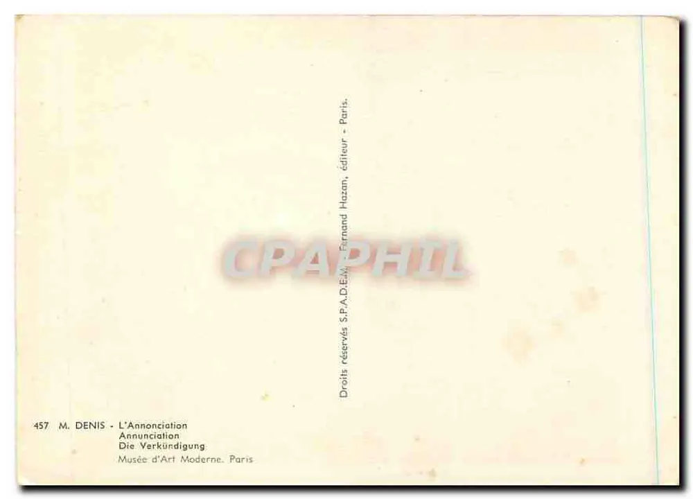 A Anunciação — pintura de Marguerite Blunt — editor Hazan, n° 457 - Verso