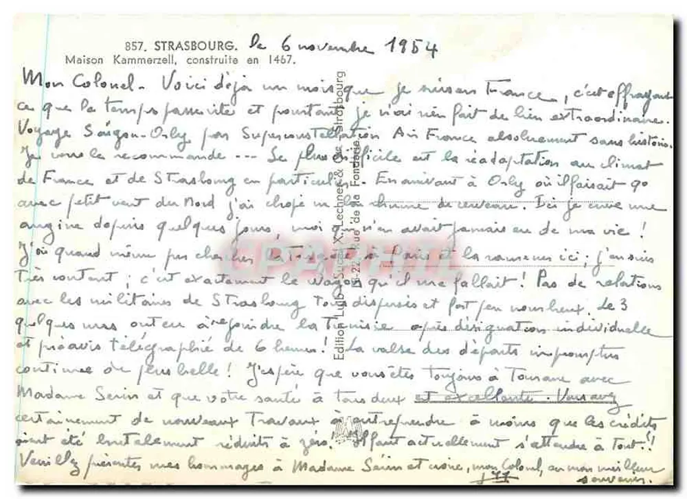 Casa Kammerzell — Estrasburgo — Editora Xecher & Cie, n° 857 - Verso