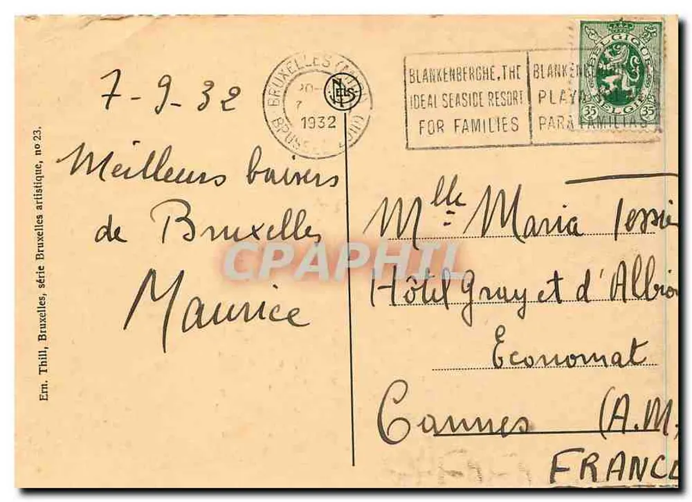 Bruxelles - Le Mont des Arts — Éditeur Em. Thill, série Bruxelles, n°23 - Verso