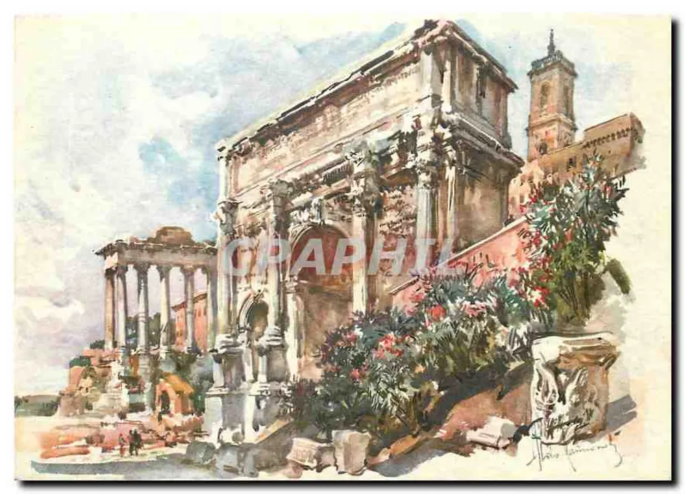 Roma - Arco di Settimio Severo — riproduzione di acquarello di Aldo Raimondi, edizioni Al. Ma. Rai, n°46 - Recto