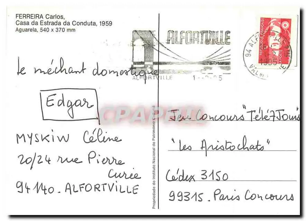 Scène de village — peinture d'Alfortville — n° de série non visible - Verso