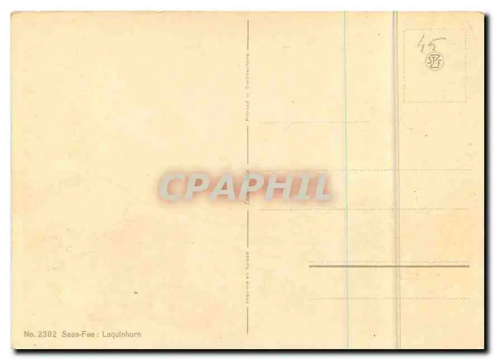 Saas-Fee : Laquinhorn — C. Felkel, n° 2382 - Verso