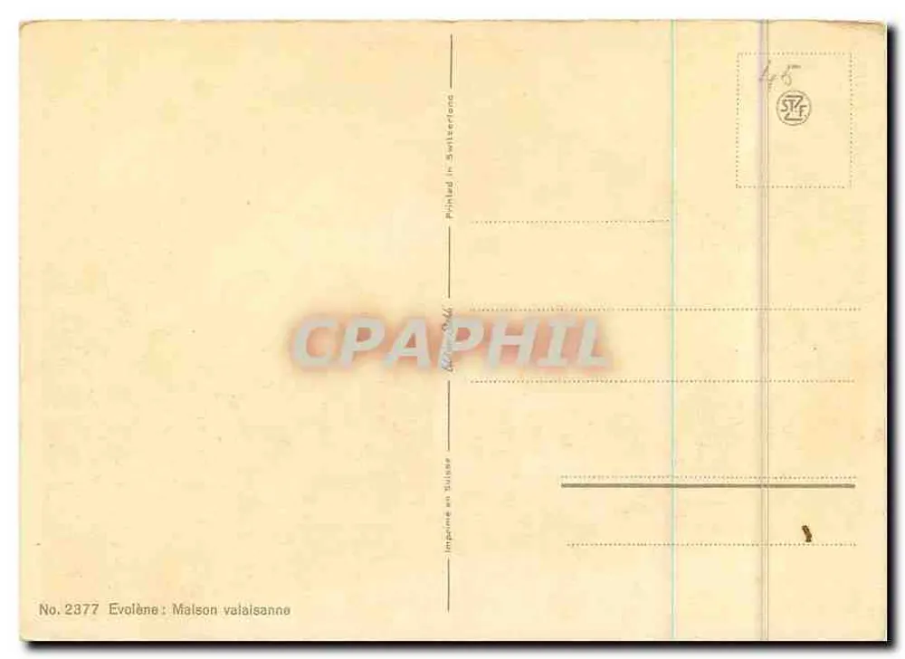 Evolène : Casa valdense — C. Felkel — No. 2377 - Verso