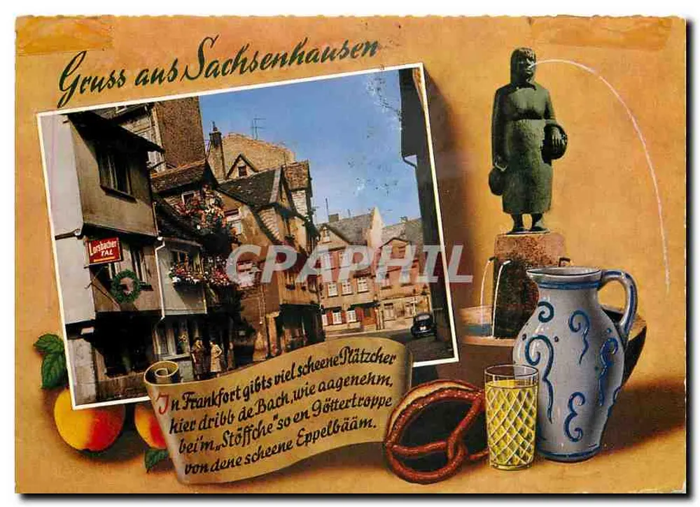 Sachsenhausen — view of the street with statue and typical details — Nagel, no. 6103 F - Front