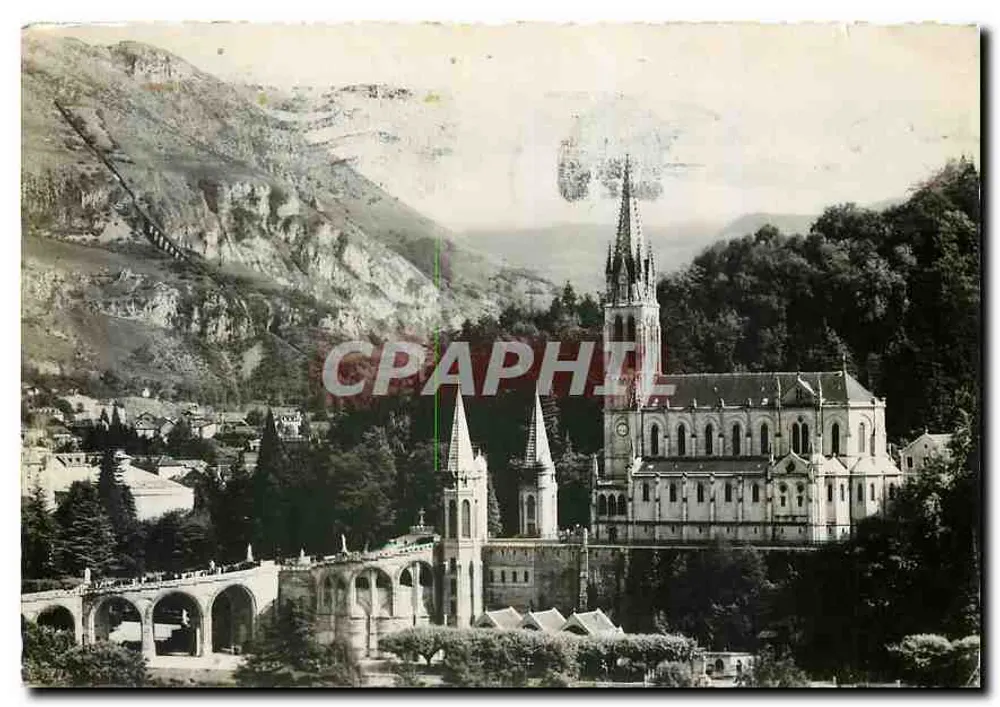 A Basílica vista de lado — Lourdes — Edição P. Duquet - Frente