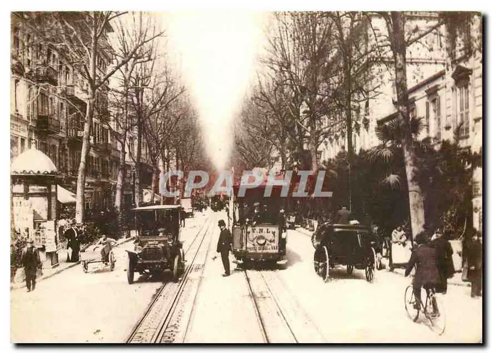 Nice no tempo passado — Os meios de locomoção na 'Belle Époque' Av. de la Gare hoje Av. J. Médecin — Edições GILLETTA - Frente