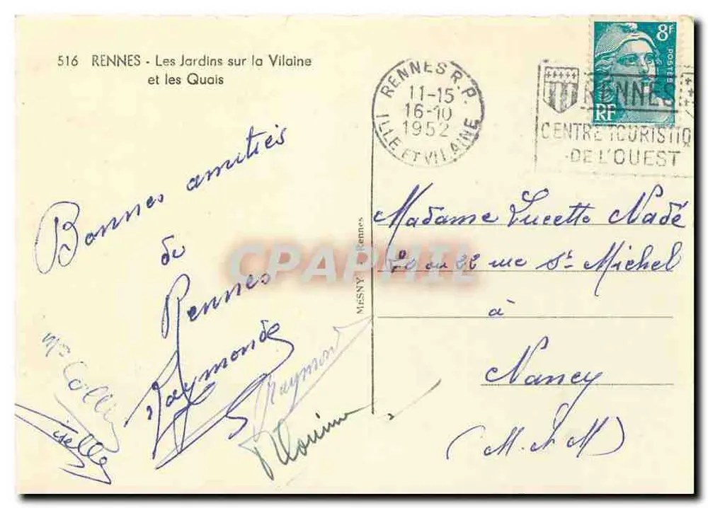 Rennes - Les Jardins sur la Vilaine et les Quais — Verlag Loïc, Nr. 516 - Rückseite