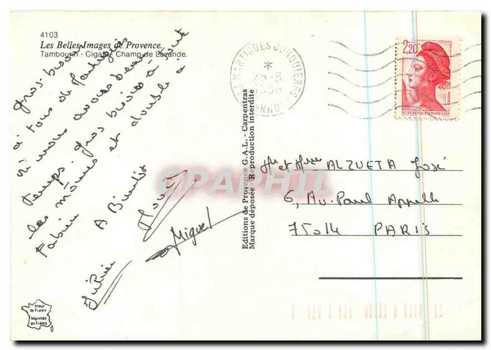 Tambourins — Cigales e Tambourins fazem uma romance — Edições da Provença G.A.L. n°4103 - Verso