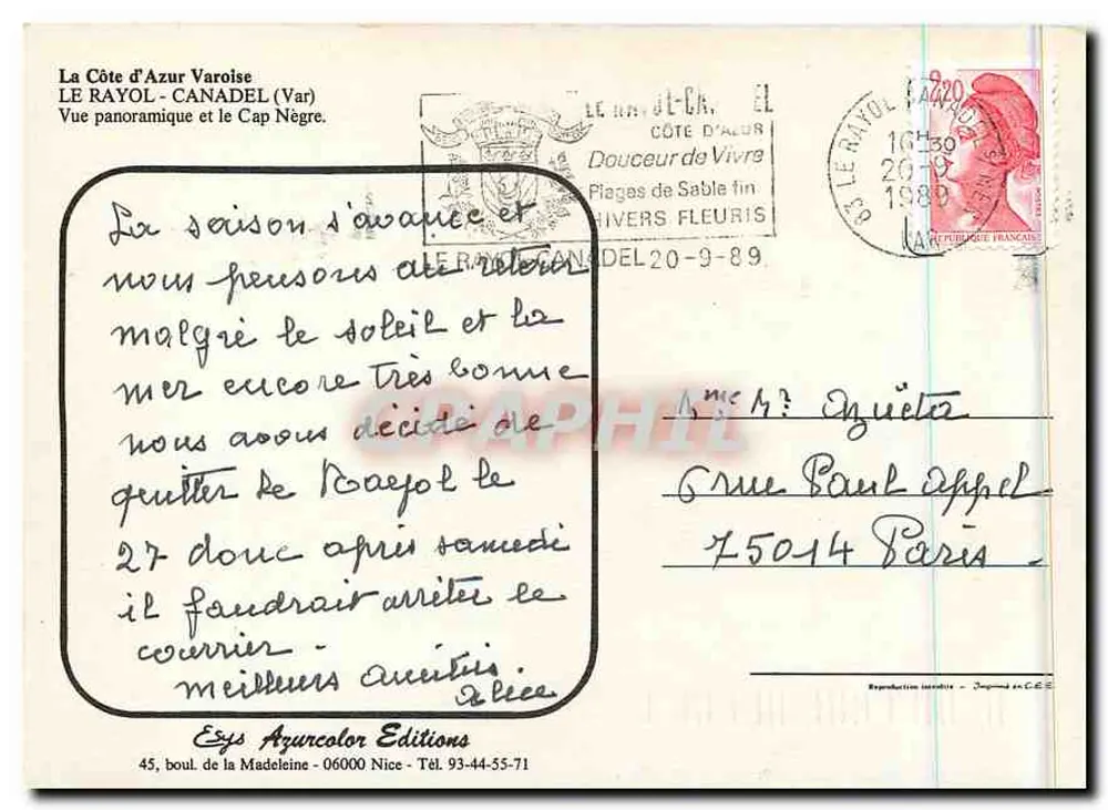Le Rayol - Canadel e o Cabo Negro — Editor Esyss, série 'Costa da Azurra Varoise' - Verso