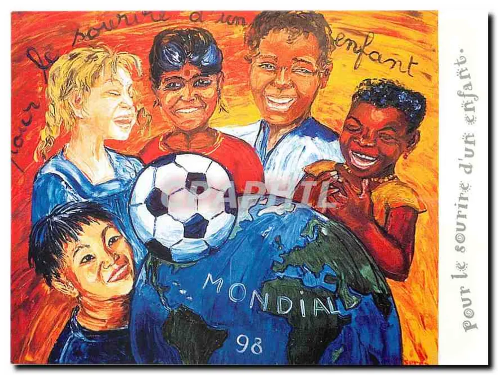 Lachende kinderen rondom een ballon — Mondial 98 — Marcel Desailly - Voorkant