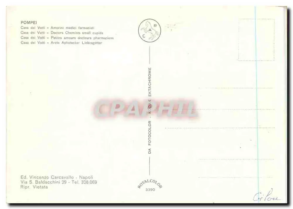 Pompeji — Fresko aus der Casa dei Vetti — Ed. Vincenzo Carcavallo - Rückseite
