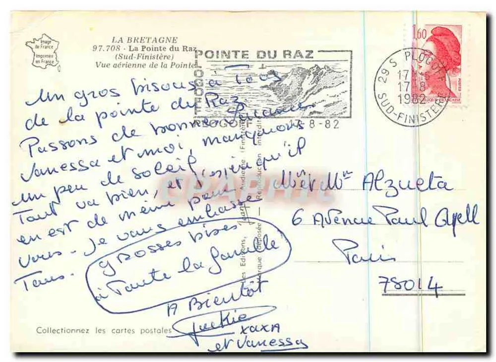 Die Pointe du Raz — Luftaufnahme — Imprimerie de la Pointe du Raz - Rückseite