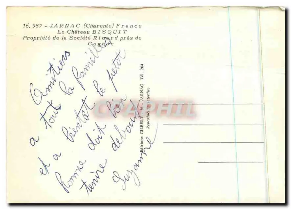 Il Castello Bisquit — Jarnac (Charente) — Edizioni Gilbert, n° 264 - Verso