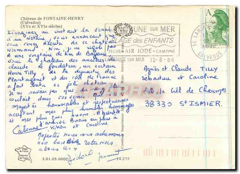Castelo de Fontaine-Henry — Calvados — Impressora Moderna - Verso