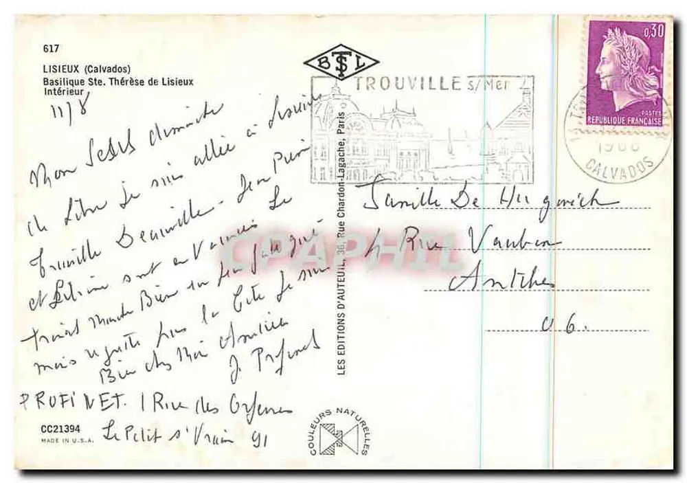Basilika Sainte-Thérèse von Lisieux — Innenraum — Les Éditions Naturelles, n° 617 - Rückseite