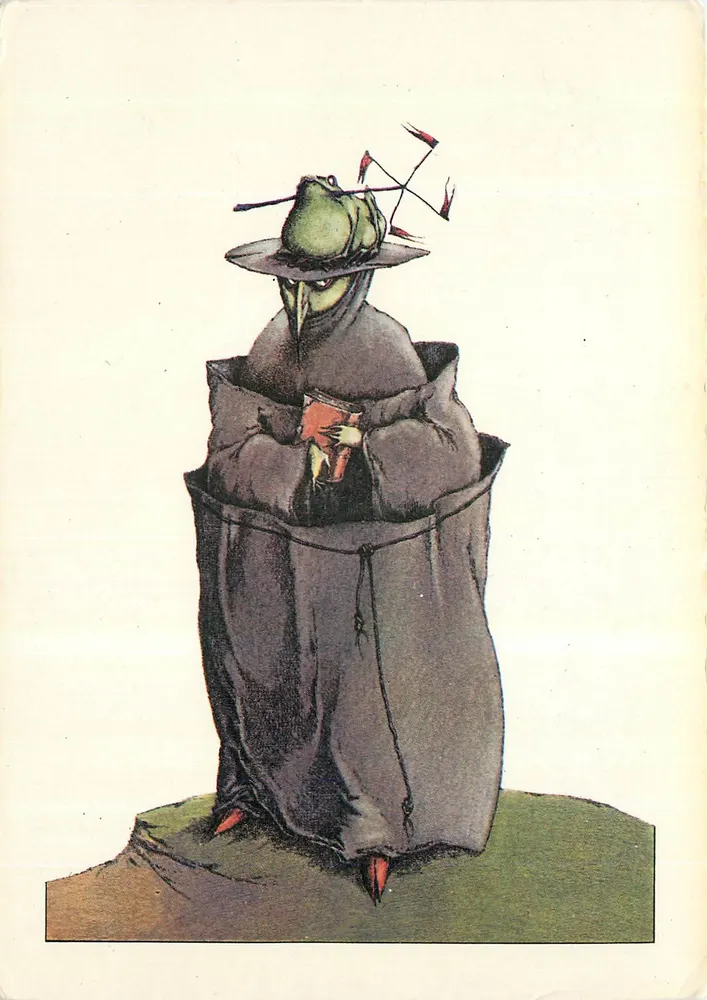 Bruxa em vestido escuro — ilustração — desenho original de Alain Letort - Frente
