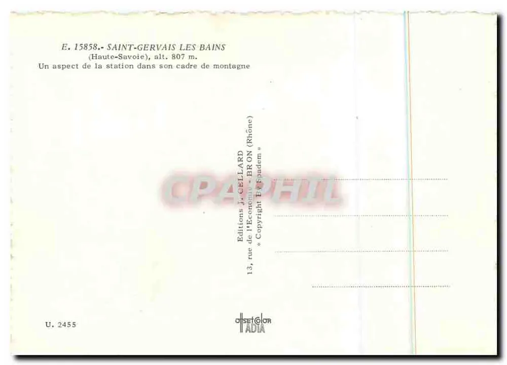 Saint-Gervais-les-Bains — aspecto da estação no seu cenário montanhoso — Edições J. Cellard - Verso