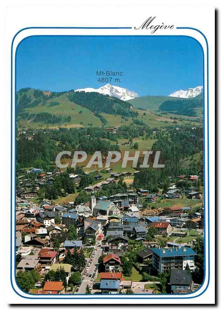 Megève — Luftbild des Dorfes und des Mont-Blanc 4807 m — Editions REVALP - Vorderseite
