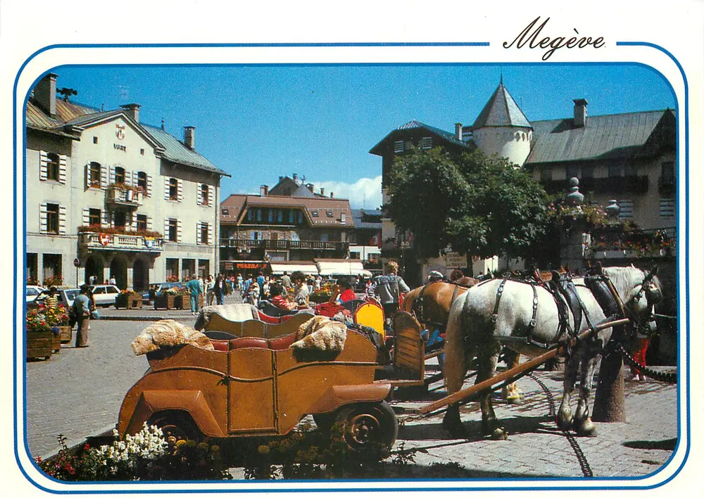Megève — Die Schlitten, Place de l'Église — Révalp Editions, Albertville - Vorderseite