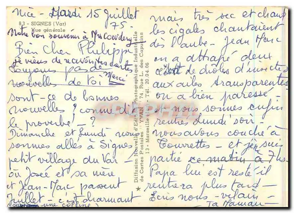 Vista geral de Signes (Var) — Diffusion Nouvelle d'Édition Photographique — n° 83 - Verso