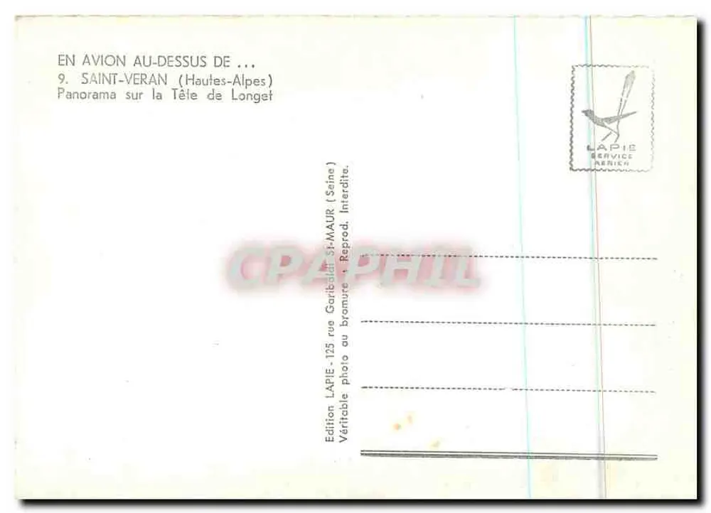 Schneevergnügung der Alpen — Saint-Véran (Hautes-Alpes) — Lapie Service Aérien - Rückseite