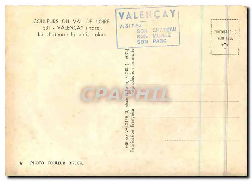 Het kleine salon — Château de Valençay — Editions Valençay - Achterkant