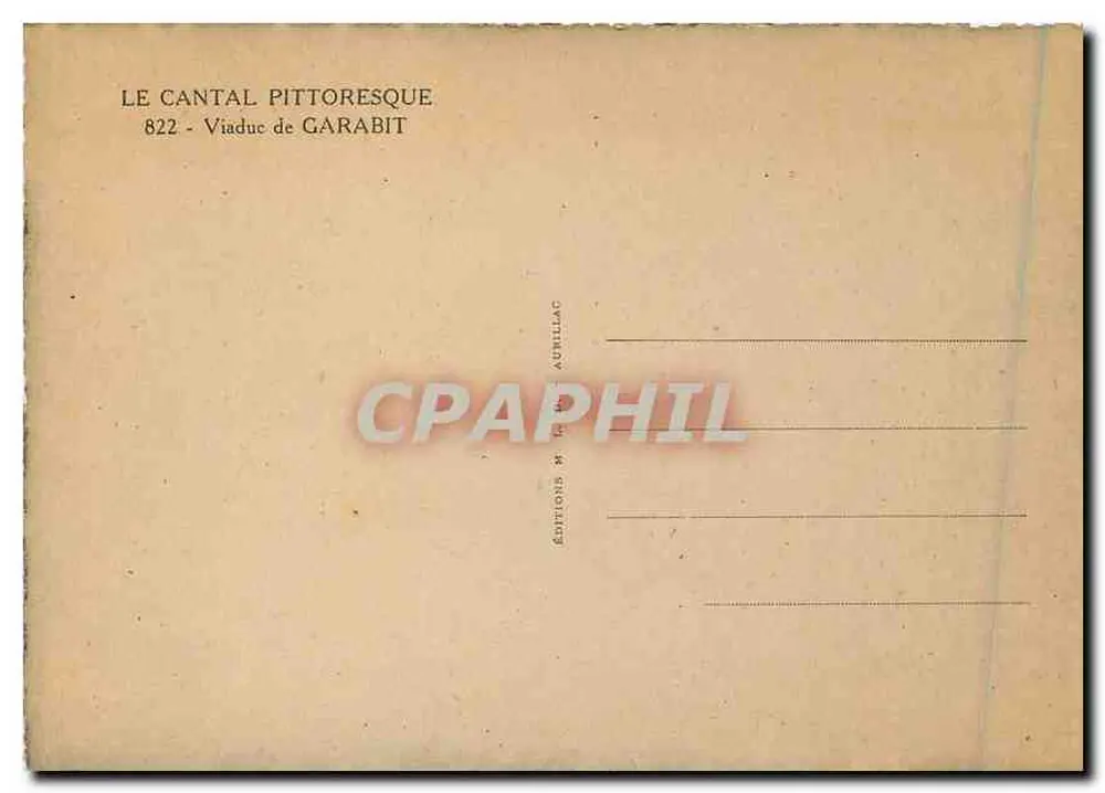 Viaducto de Garabit — El Cantal pintoresco — Ediciones M. L. Aubellac - Reverso