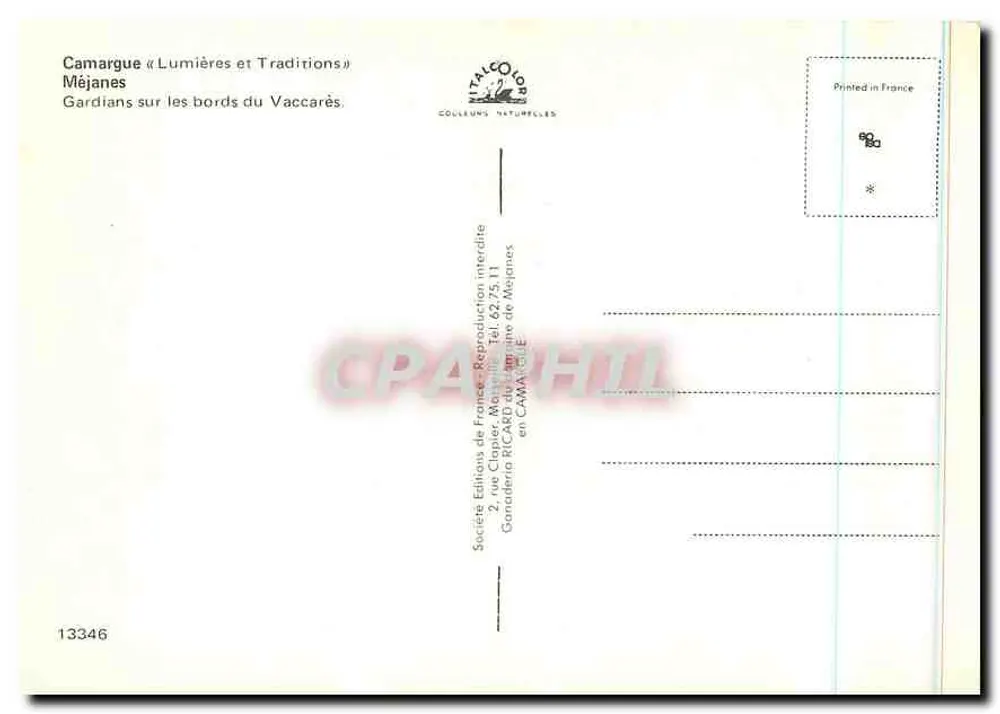 Wächter an den Ufern des Vaccarès — Camargue — Gesellschaft Éditions de France - Rückseite