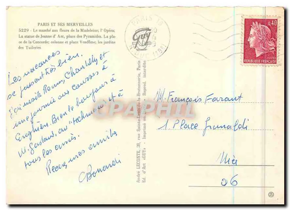 Paris e suas Maravilhas — 5229 — Ed. d'Art GUY - Verso