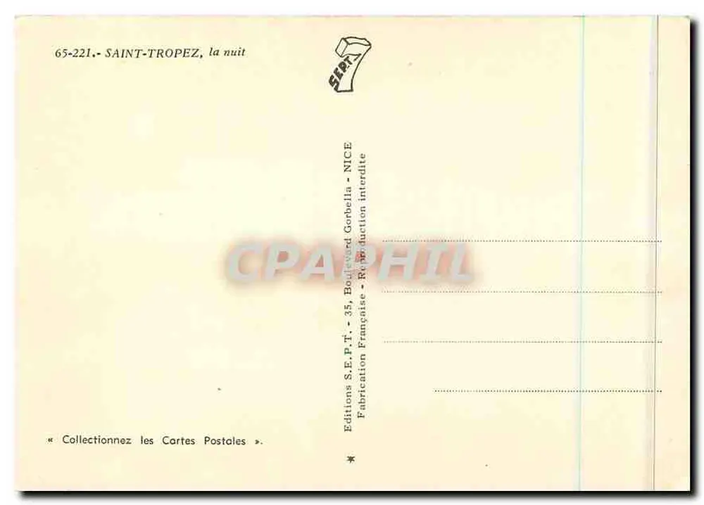 सेंट-ट्रोपेज़, रात — संस्करण S.E.P.T. — संख्या 65-221 - पीछे