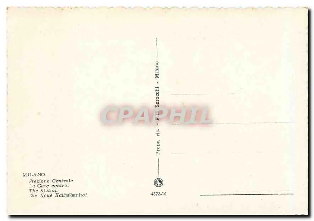 Estação central de Milão — vista geral — Filli Scrocchi, n° 4872-10 - Verso