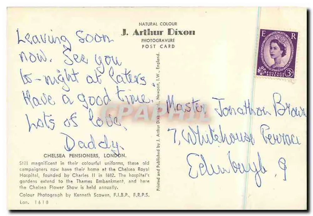 Chelsea Pensioners — Chelsea Royal Hospital — J. Arthur Dixon - Verso