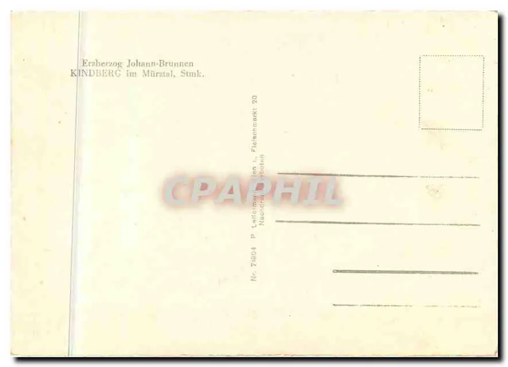 KINDBERG im Mürztal — Fonte do Arquiduque João — editor P. Lada, Nr. 74004 - Verso