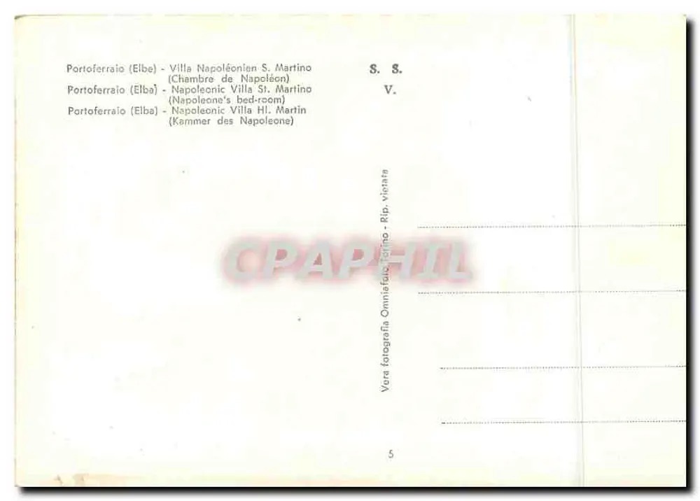 Portoferraio (Elba) - Villa Napoléonica S. Martino (Quarto de cama de Napoléon) - Verso