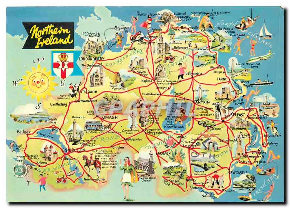 Irlanda do Norte — carta turística ilustrada — A Dennis Postcard - Frente