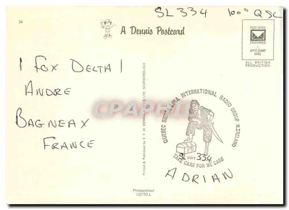 Irlanda do Norte — carta turística ilustrada — A Dennis Postcard - Verso
