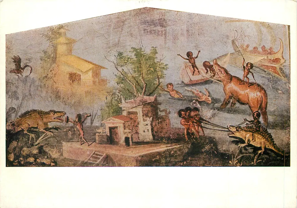 Nilisches Landschaftsbild — Römische Malerei — Verlag A. Meridio, Mailand - Vorderseite