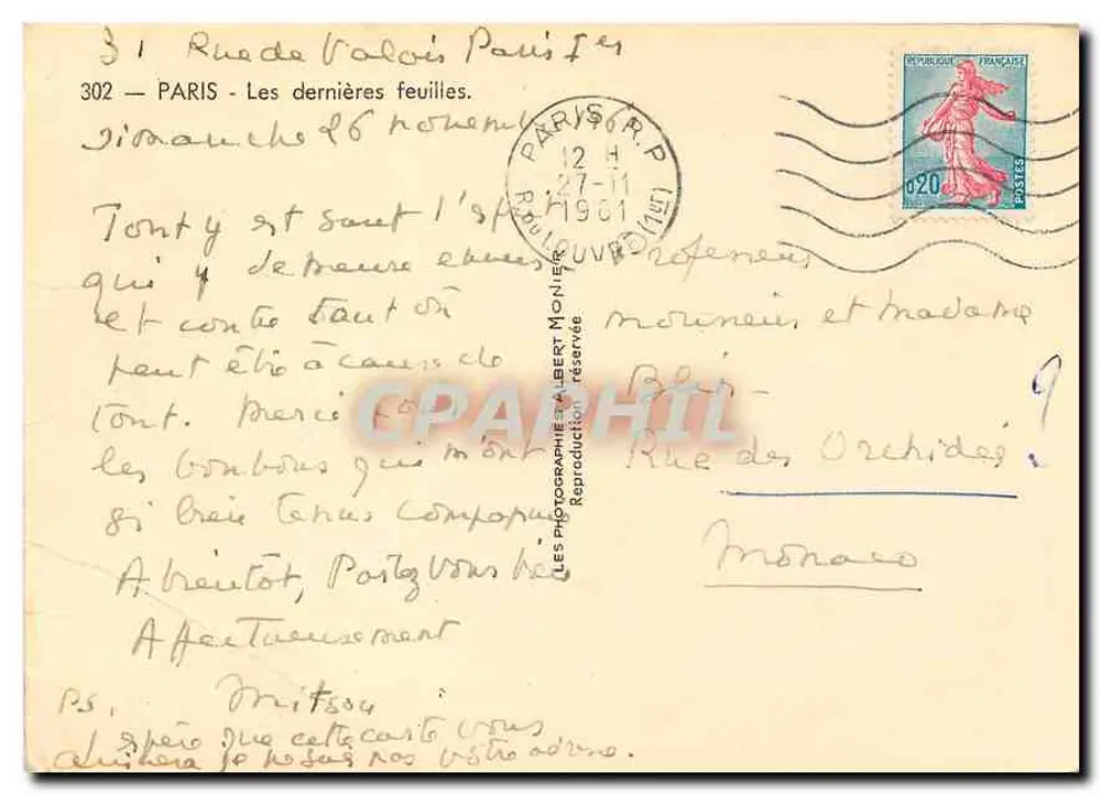 Visão do ponte da Ilha de la Cité — Paris — editor Albert Monnier - Verso