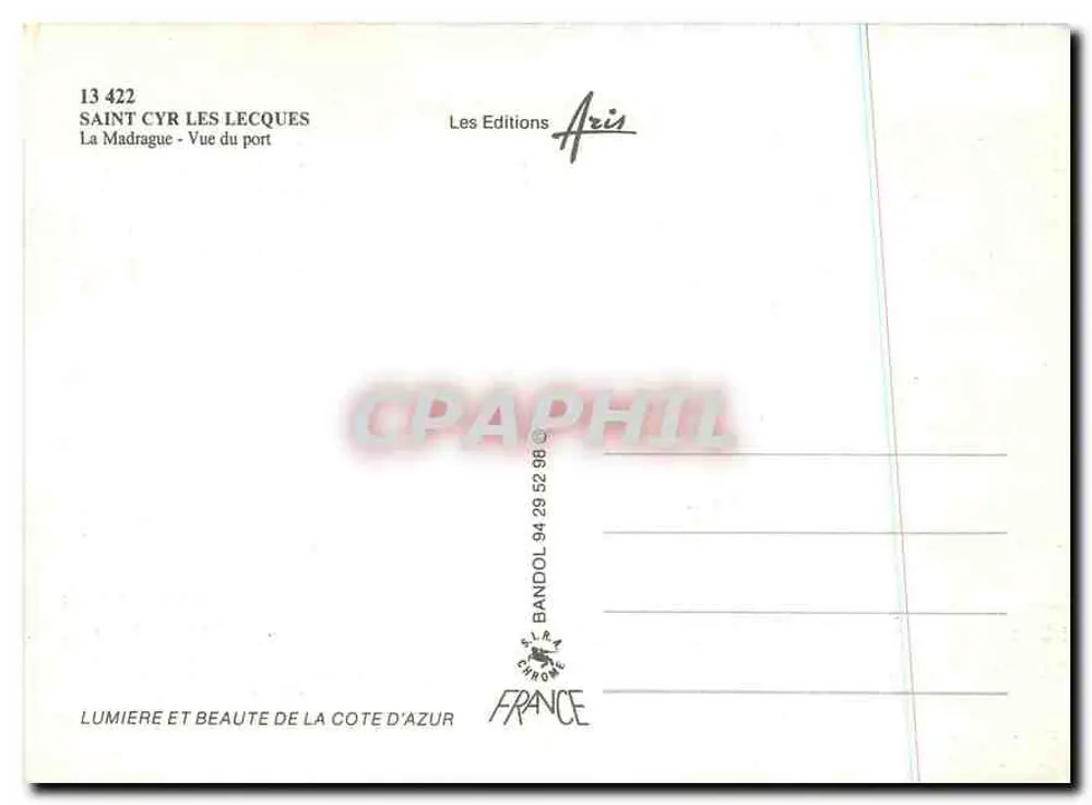 Saint-Cyr-les-Lecques — Ansicht des Hafens — Les Editions Aris, n° 13 422 - Rückseite