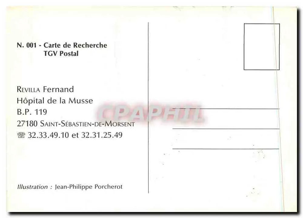 Zug der Post — TGV Postal — Illustration von Jean-Philippe Porcherot - Rückseite